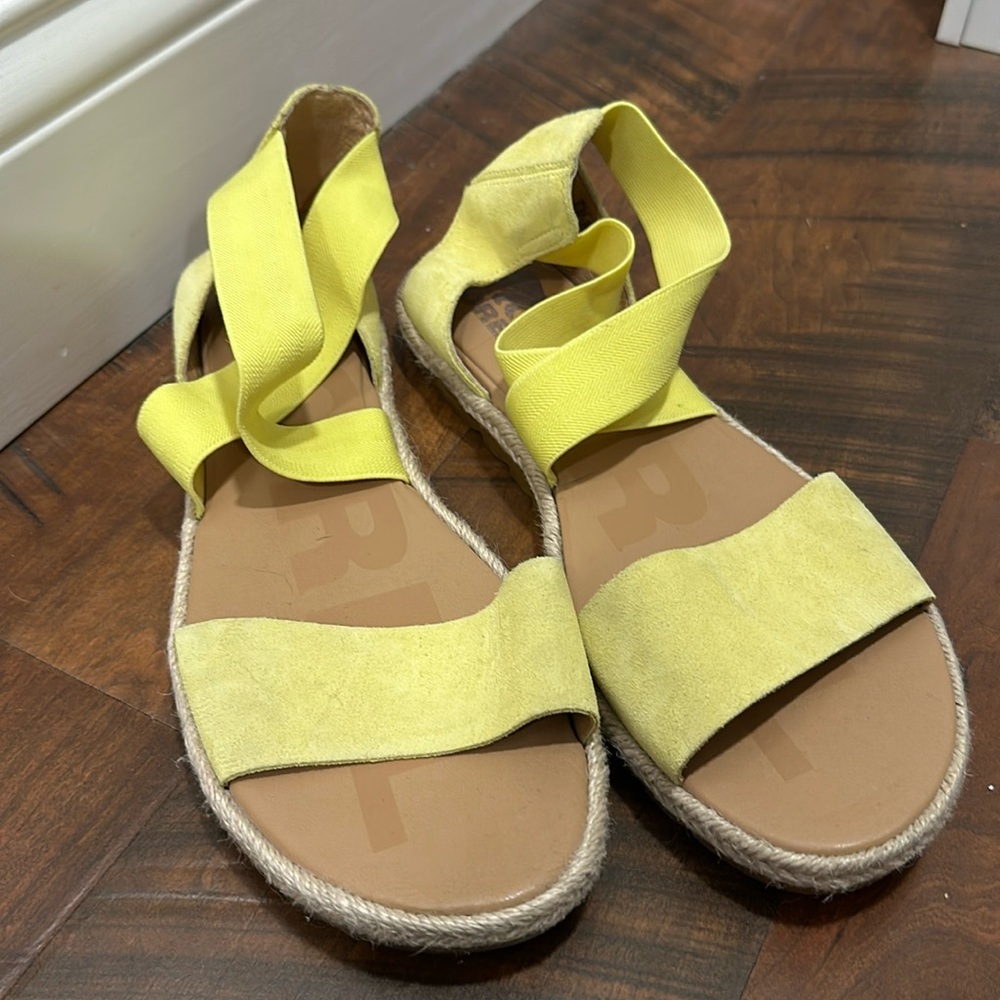 Yellow Sorel Ella II Espadrille Sandals Elastic Ankle Womens size 10